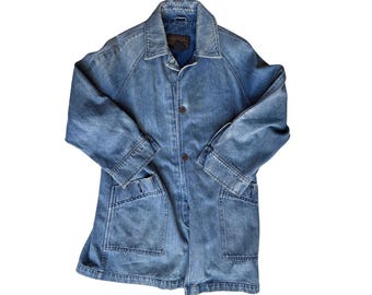 Men's Size L Eddie Bauer Vintage Denim Chore Jacket Workwear