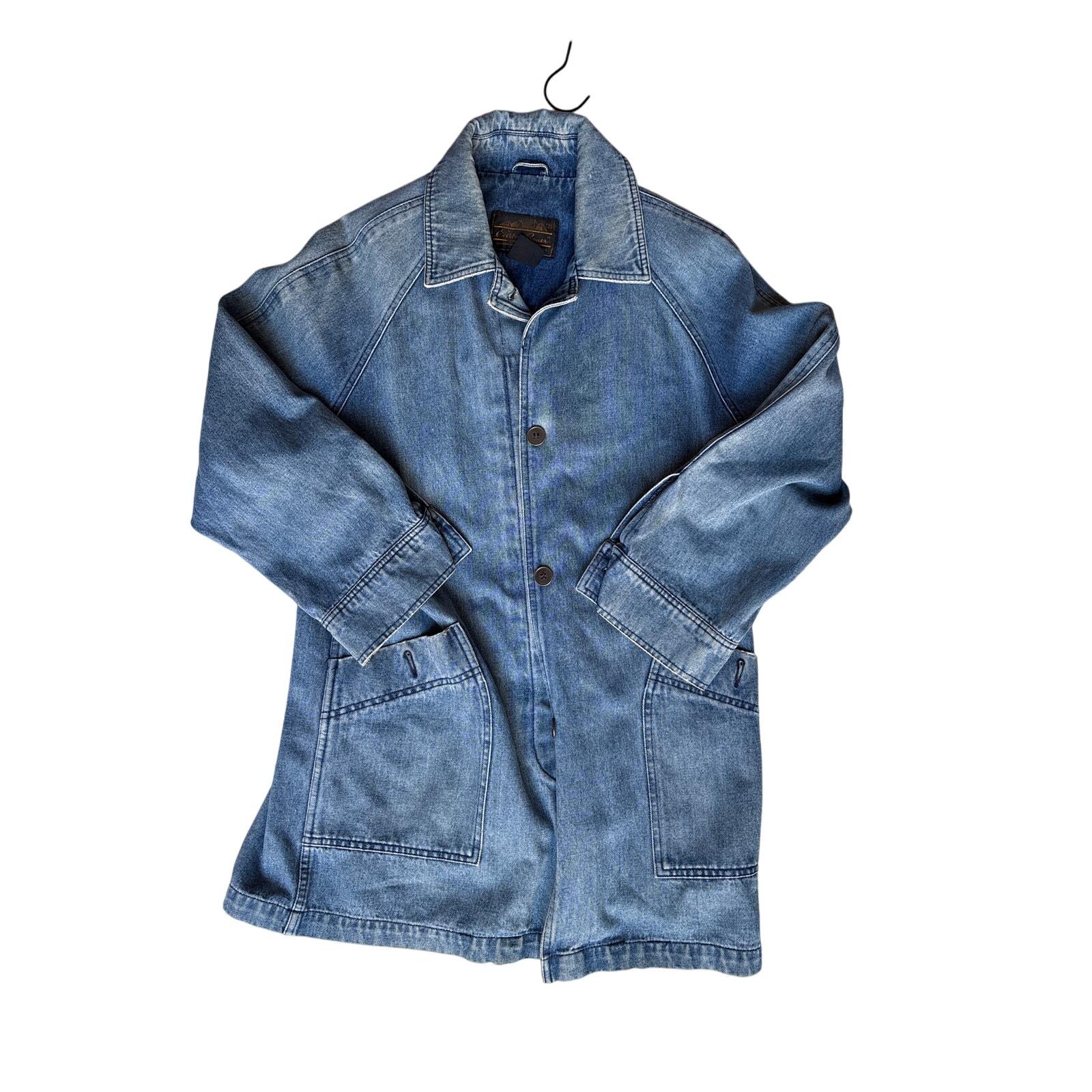 【Vintage】DENIM COAT / JACKET Men's Size L Eddie Bauer Vintage Denim Chore Jacket Workwear