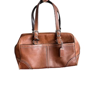 Women&#39;s Coach Brown Legacy Leather Satchel F11193 Vintage Glove-Tanned