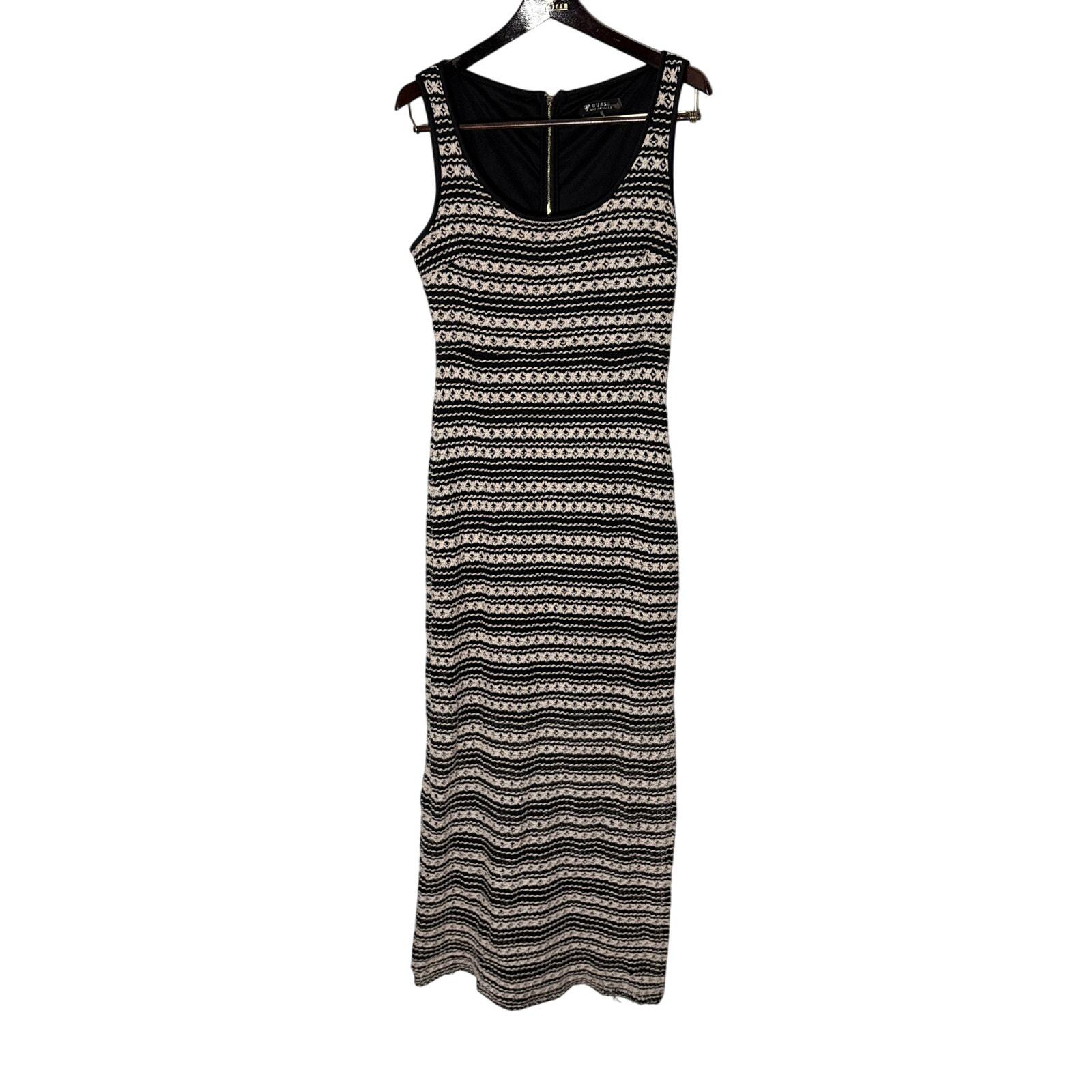 black and white guess dress Guess Sleeveless Lace Dress Black and White Striped Size M