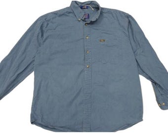 Koszula męska Vintage Pendleton w kolorze niebieskim z kołnierzykiem i guzikami, 100% bawełny, rozmiar: L