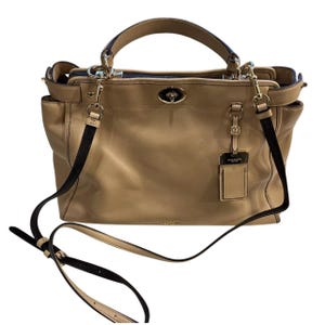 Vintage Coach Gramercy Satchel in Beige (Bone) Glove-Tanned Leather