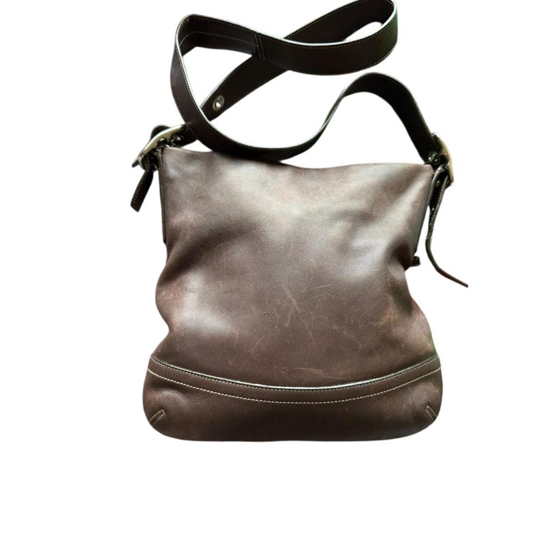 バッグ Vintage Coach Soho Shoulder Bag Brown Vintage 90's Coach Dark Brown Leather Soho Zip Tote Shoulder