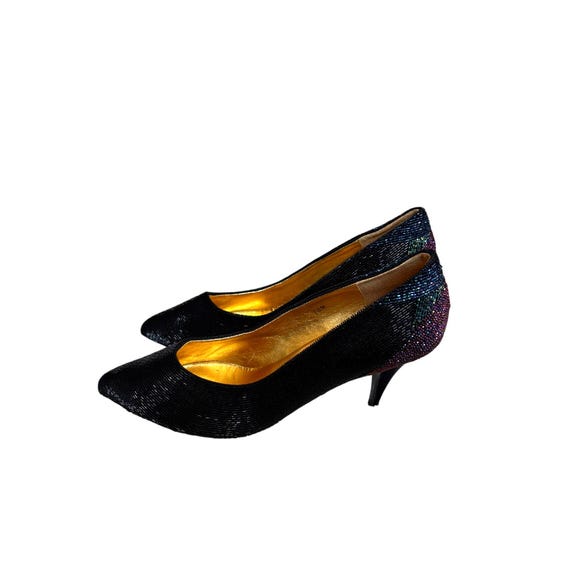 j renee charlotte glitter dress pumps Vintage J. Reneé Black Peacock Beaded Heels Size 10M Model Josephine