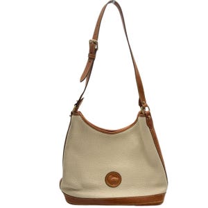 Vintage Auth Dooney & Bourke Cream Equestrian Style Shoulder Bag