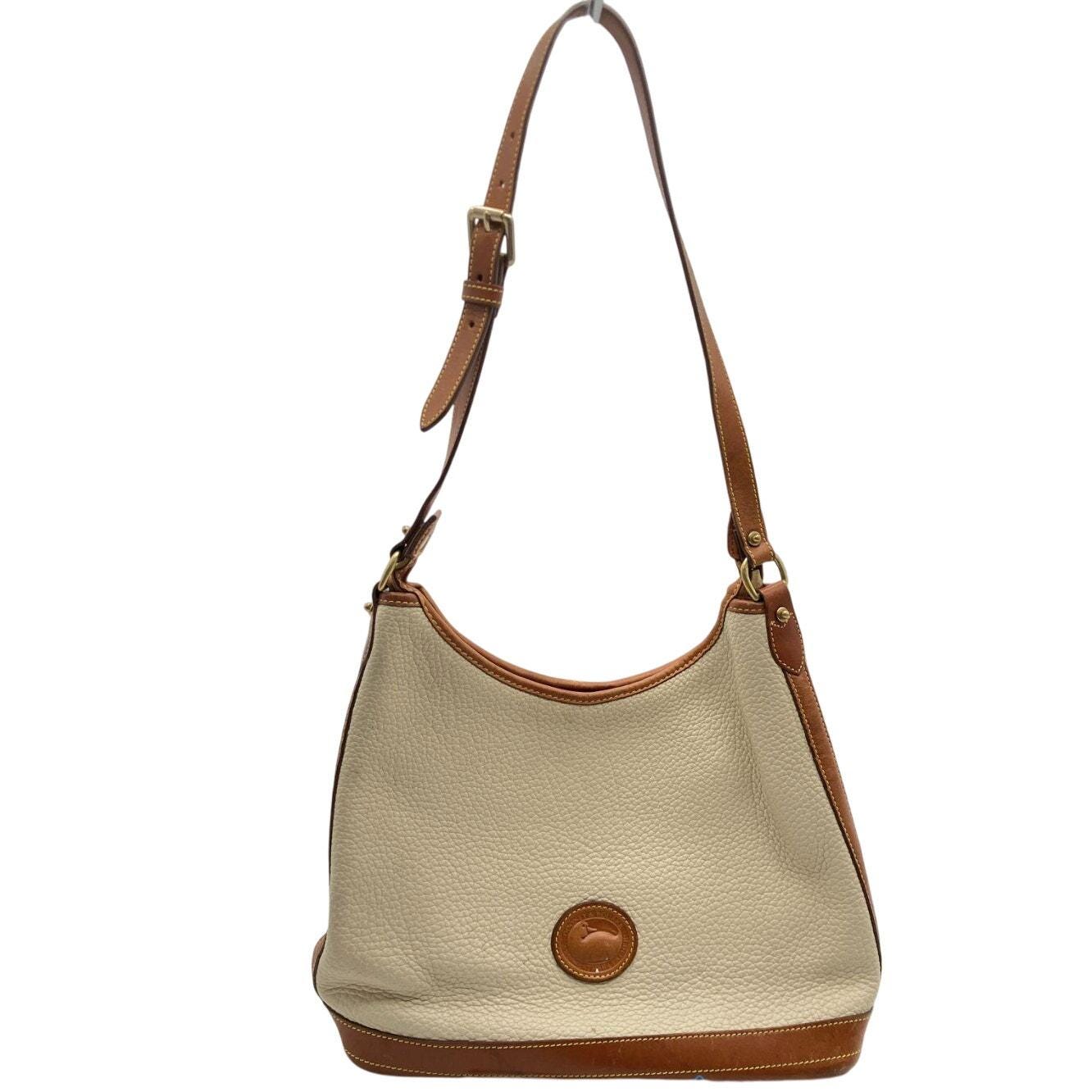 Vintage Auth Dooney & Bourke Cream Equestrian Style Shoulder Bag 