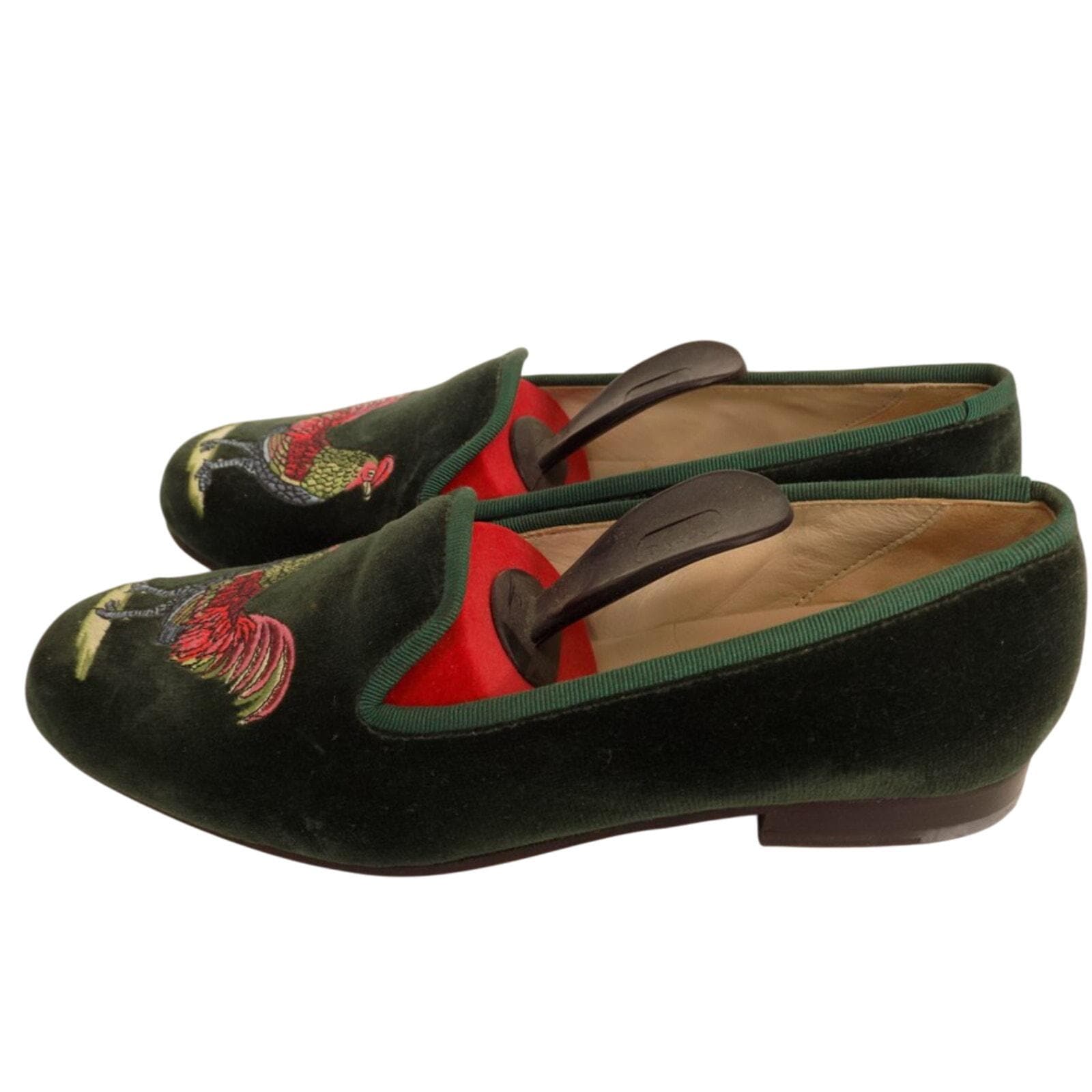 Stubbs & Wootton Dark Green Loafers with Crocodile Embroidery Celebrate_b9004c90-c00f-4459-  main image 2