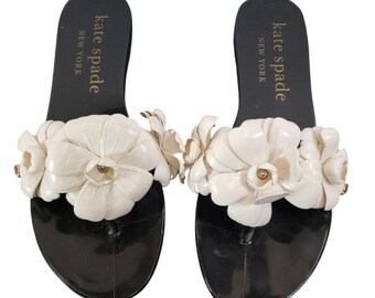 Kate Spade Women's Black White Floral Sandals US Sz
