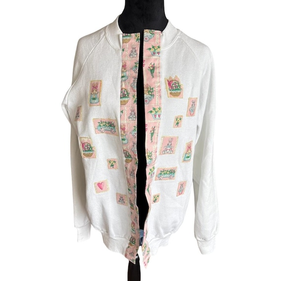 Vintage Easter Handmade Sweatshirt Cardigan