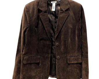 Liz&Co Damen Vintage L Braun Wildleder Blazer Jacke Größe L Western Preppy Herbst