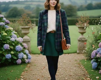 Vintage Pendleton Wool Tartan Blazer Velvet Collar