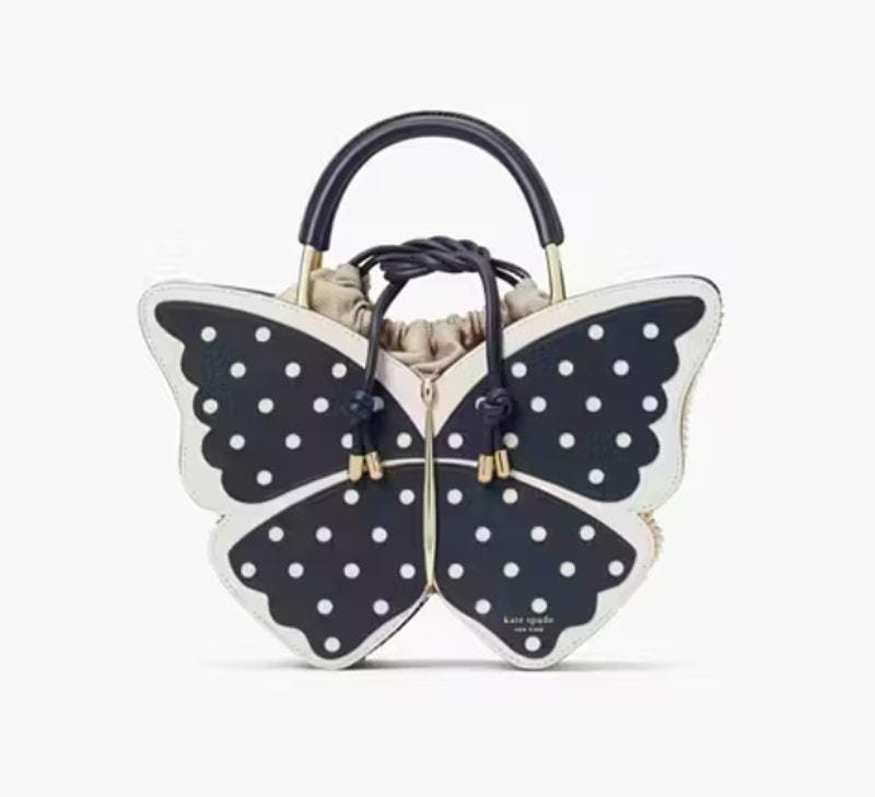 Kate Spade Wing It Polka Dot Wicker Butterfly Satchel