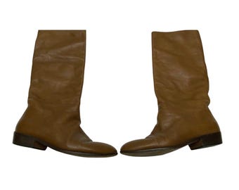 Bottes motardes mi-mollet en cuir marron 7,5 Anne Klein