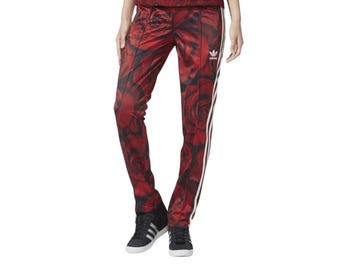 Adidas Originals Red Rose Clash Track Pants Size S AC2110 Y2K Rare Streetwear