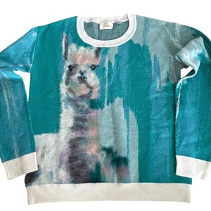 Anthropologie Lauren Walcott Llama Watercolor Sweater image 1