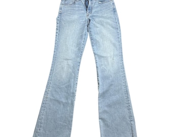 Edwin Vintage Light Wash Bootcut Flare Jeans Size 27 Raw Hem USA Denim Y2K