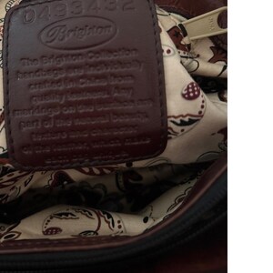 Vintage Brighton Brown Croc Embossed Leather Satchel Heart Lock Double Handle image 2