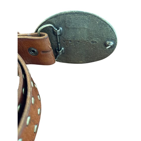 Lauren Hampton Abalone Inlay Western Leather Studded Belt  display picture 3