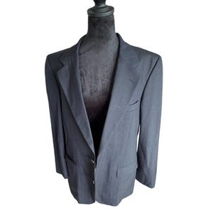 Vintage Burberry London Men&#39;s Pinstripe Wool Suit Blazer Jacket – Classic Charcoal Gray