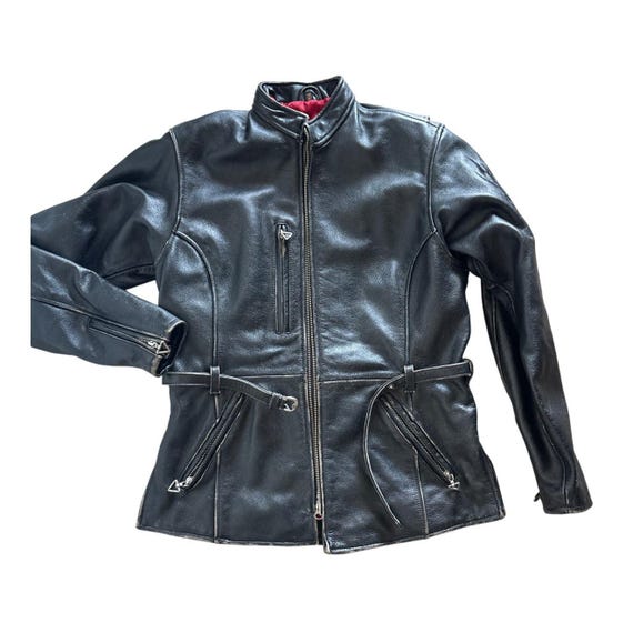 Vintage Harley Davidson Leather Jacket Red Lining Embroidered