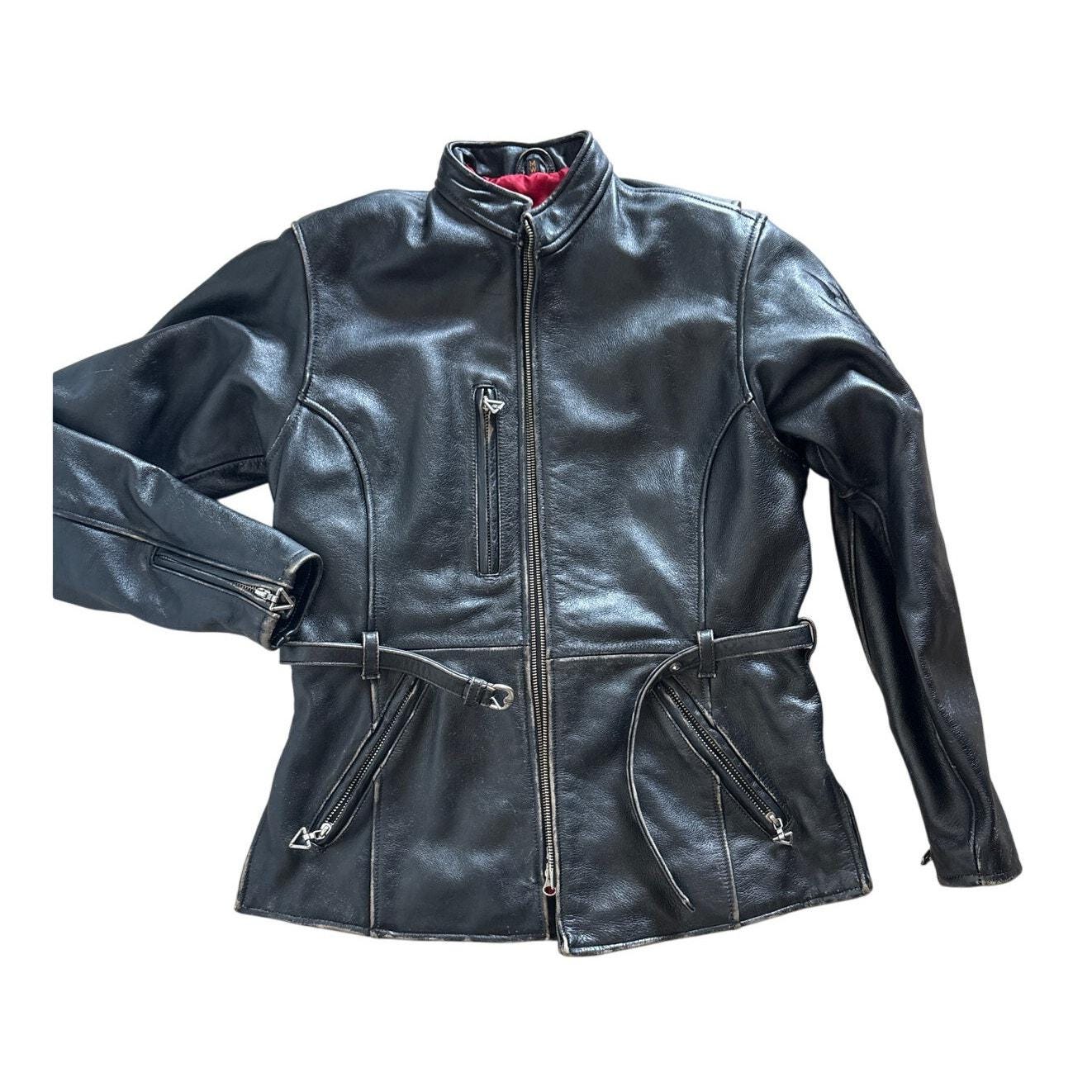 Vintage Harley Davidson Leather Jacket Red Lining Embroidered  display picture 1