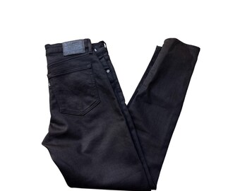Jaded London Black Coated Stacked Straight Leg Jeans - Etsy