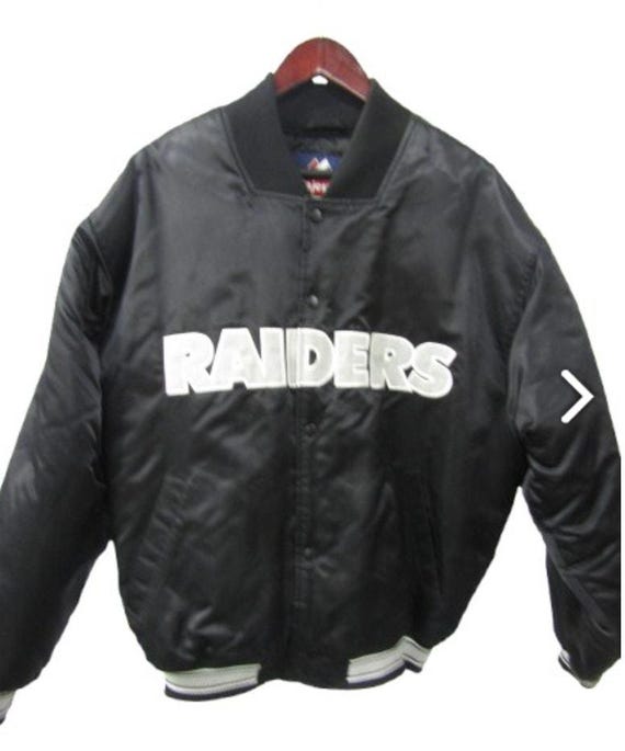 Vintage Raiders Black Satin Majestic Jacket - NFL Starter