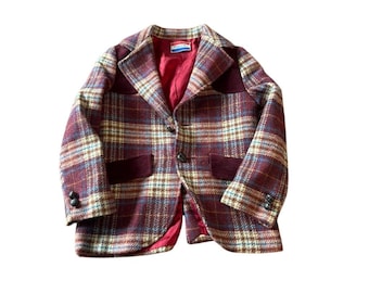 Chaqueta vintage elegante de lana a cuadros burdeos Heir 4/5T
