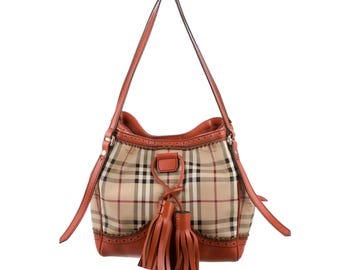 Bolso bandolera Burberry Haymarket Check de lona revestida color naranja