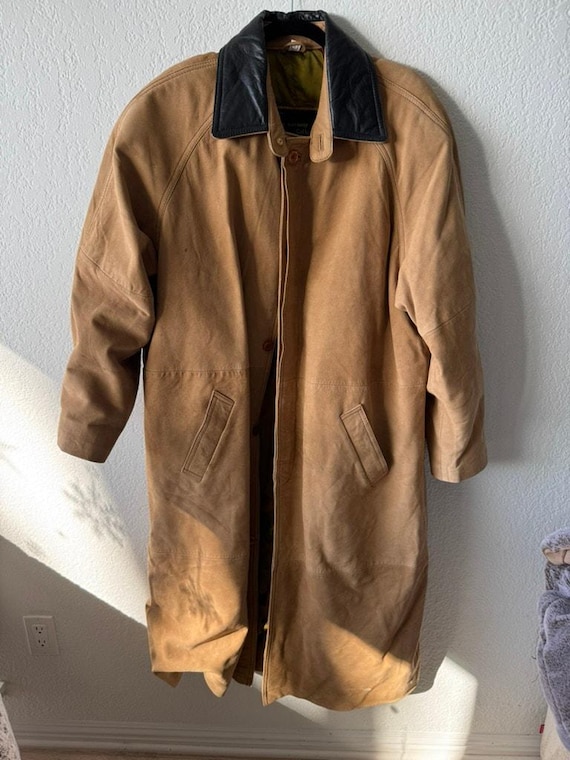 Vintage Nicole Sarhady Leather Suede Coat L Aviation Print Lining