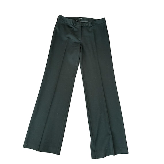 Pantalones de vestir negros de pierna ancha en mezcla de lana