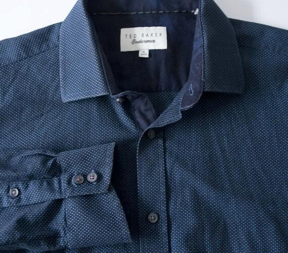 Men's M 15.5 / 32-33 Ted Baker Endurance Cotton Dress Shirt Navy Print -  Etsy
