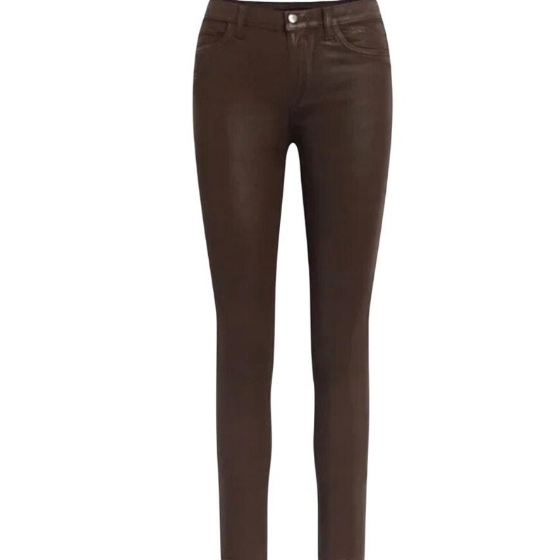 Joe's Jeans The Charlie hoge taille gecoate skinny enkelmaat 28 bruin mokka rijden afbeelding 9