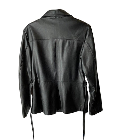 Women's M Wilsons Leather Maxima Black Belted Jacket Soft Real