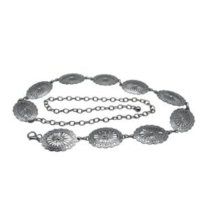 S.W. Silber Concho Stil Gliedergürtel 83 cm Einstellbar Western Festival Stil