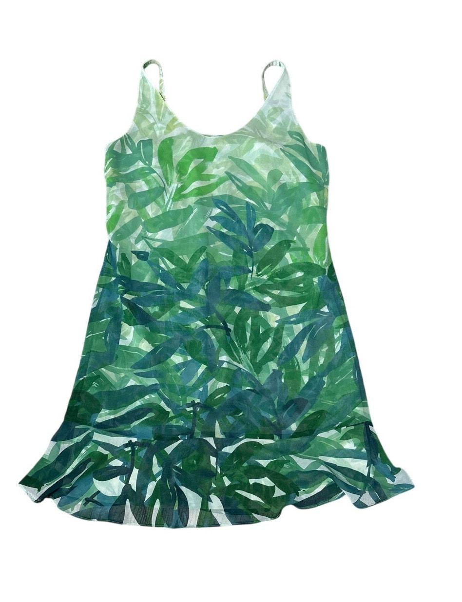 cabi green dress Vintage Castaway Palm Leaf Flounce Slip XS 5235 Colour_Black
