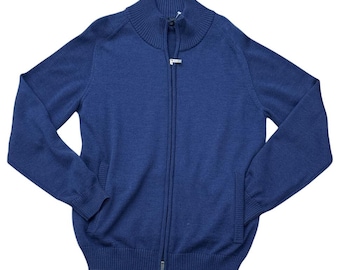 Suéter con cremallera de lana merino Mantovani Made in Italy Azul marino