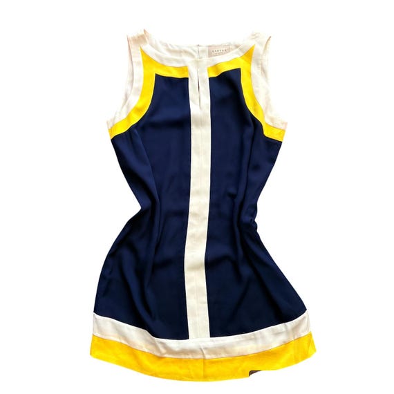 Women's Size 12 Canvas by Lands' End Silk Shift Dress Navy Yellow White Vintage - Etsy Women's Size 12 Canvas by Lands' End Silk Shift Dress Navy Yellow White Vintage - Etsy