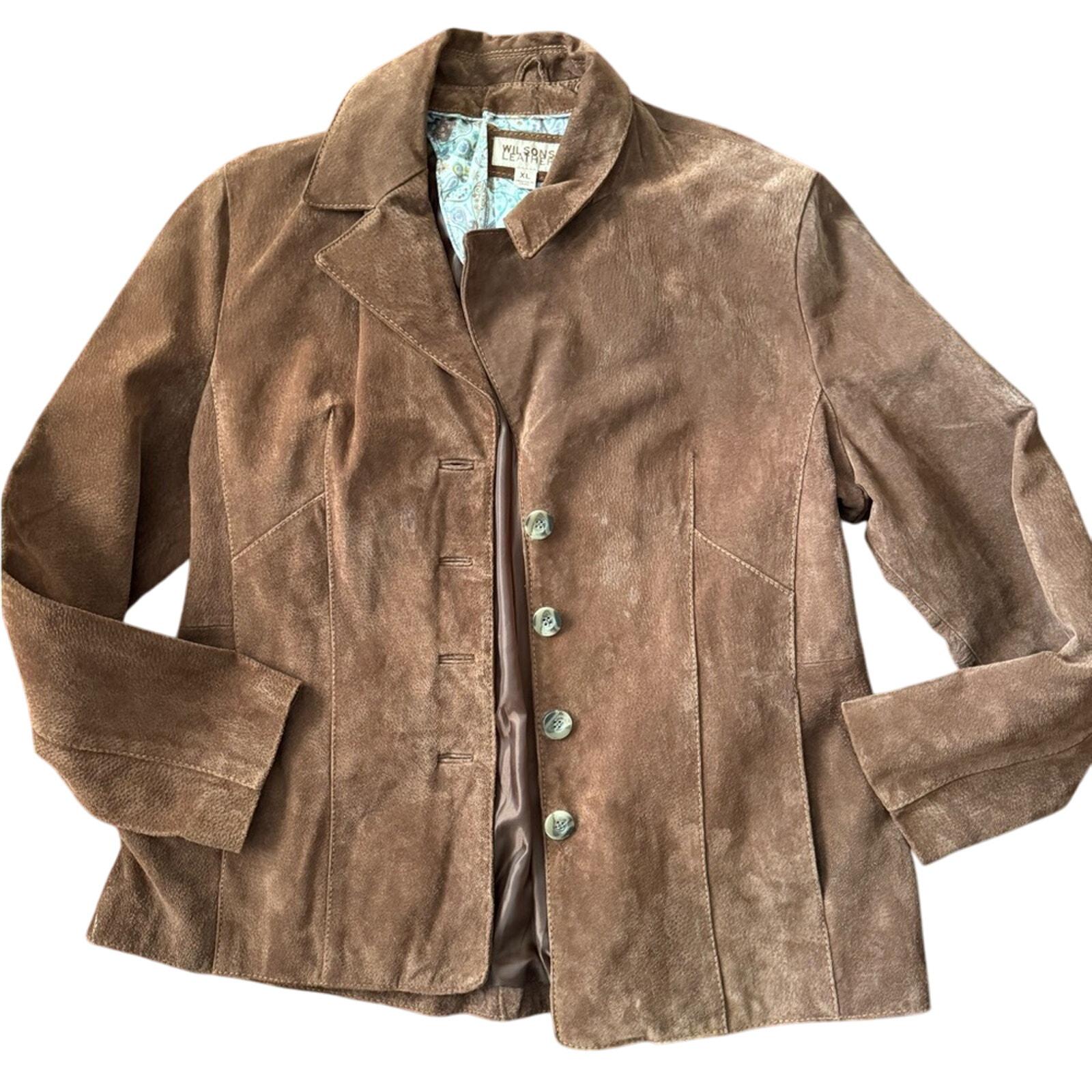 Men's XL Wilson's Leather Vintage Brown Suede Jacket Classic