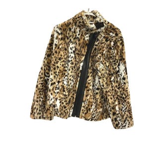 Pamela McCoy Leopard Faux Fur Festival Jacket M