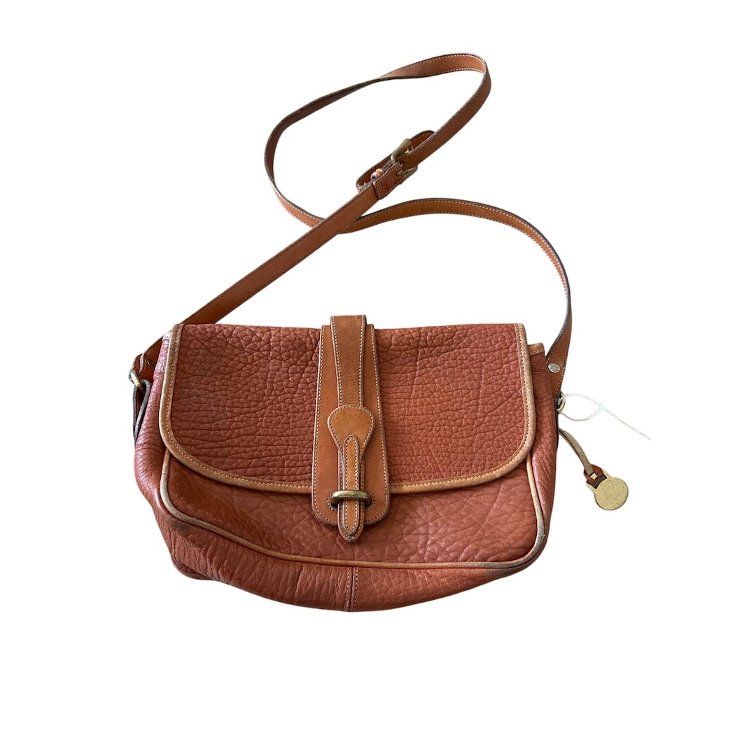 Vintage Dooney & Bourke AWL Pebbled Leather Saddle Crossbody Bag