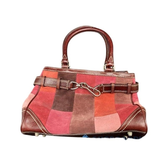 バッグ COACH Patchwork Shoulder Bag Legacy Y2K Coach Legacy Patchwork Suede & Leather Satchel Bag Burgundy