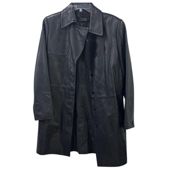 Size 14 Dana Buchman Lambskin Leather Trench Coat Belted Size 14 Dana Buchman Lambskin Leather Trench Coat Belted