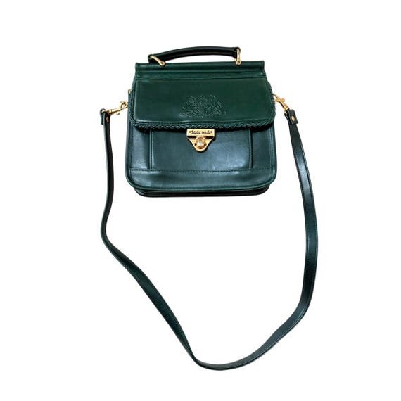Women's Vintage Emerald Green Leather Top Handle Crossbody Bag
