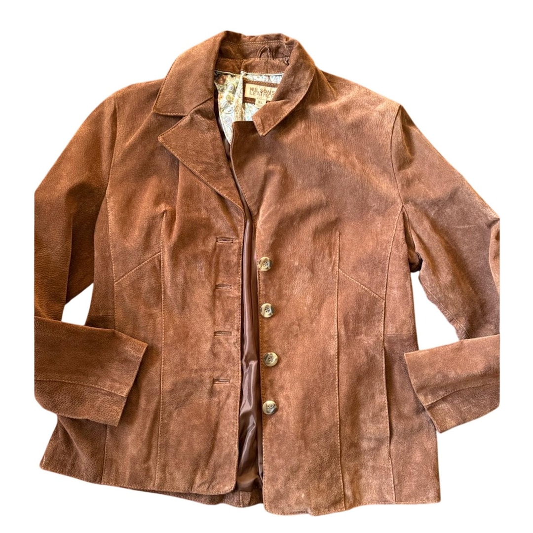 Men's XL Wilson's Leather Vintage Brown Suede Jacket Classic