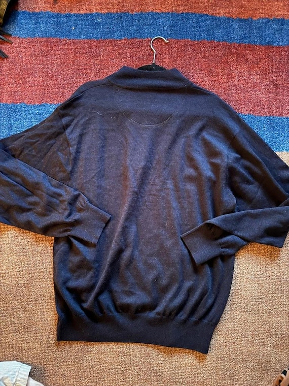 SOLD OUT Orvis Merino Donegal 1/4-Zip Wool Navy Sweater L