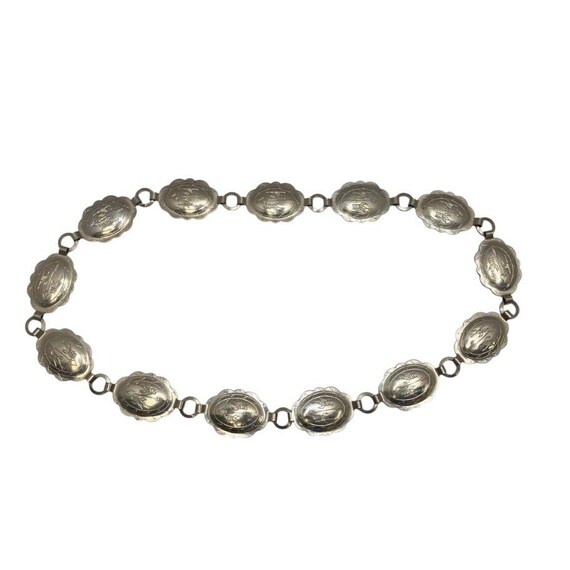 Vintage Concho Silver Belt. Silver-tone Concho Belt, A Vintage, Concho, Stamped, Sterling Silver, First  main image 4