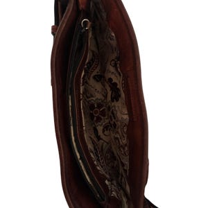 Vintage Brighton Brown Croc Embossed Leather Satchel Heart Lock Double Handle image 5