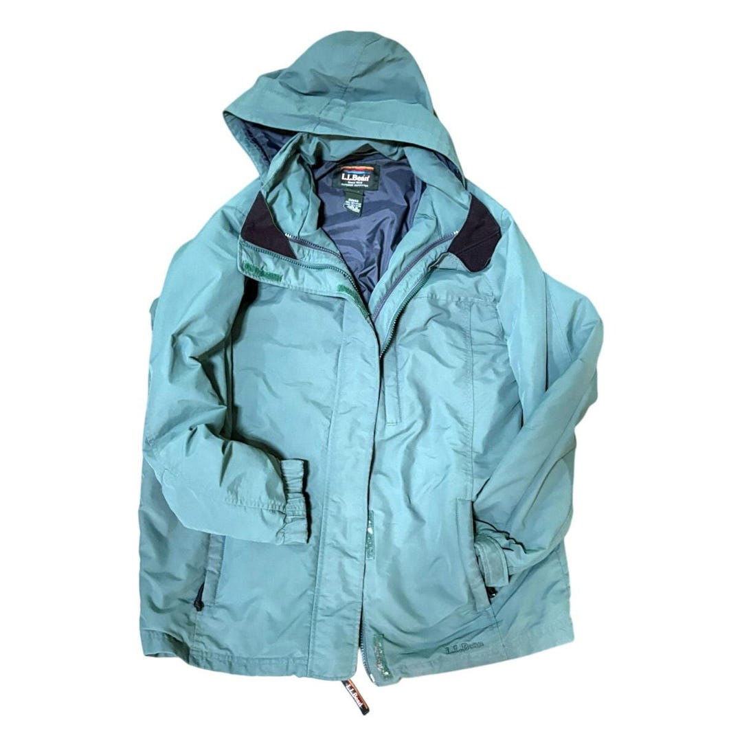 L.L. Bean Green Hooded Rain Parka Jacket Women's Medium Waterproof