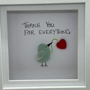 Zeeglas kunstlijst citaat bedankt voor alles citaat kunst ingelijst cadeau kunstwerk Cornish zeeglas vriendschap bedankje geschenk leraar geschenken